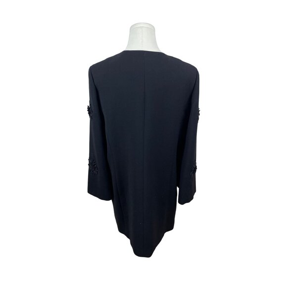 Tahari Arthur S. Levine Black Embroidered 3/4 Sleeve Open Front Womens Coat Size - Picture 3 of 8